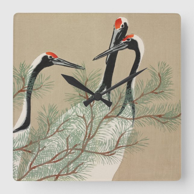 Cranes Kamisaka Sekka japan painting art canvas cc Square Wall Clock (Front)