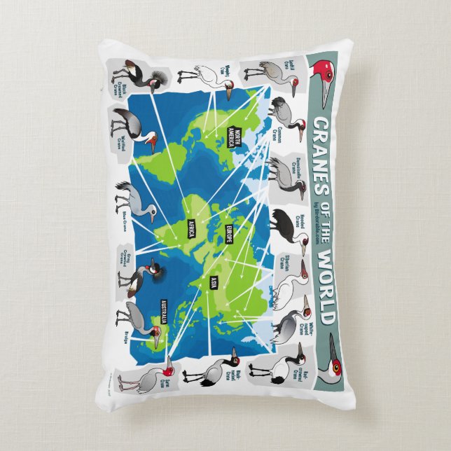 Cranes of the World Decorative Cushion (Front(Vertical))