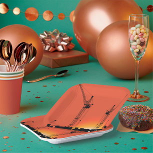 Cranes On A Building Paper Plate