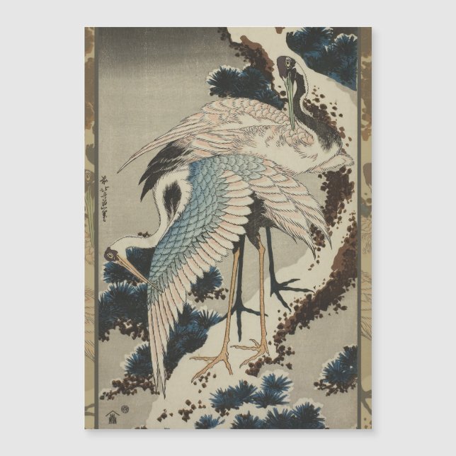 Cranes on a Snow Covered Pine Hokusai (Front)