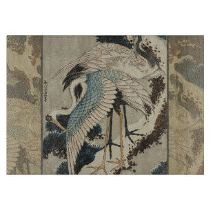 Cranes on a Snow Covered Pine Hokusai Cutting Board