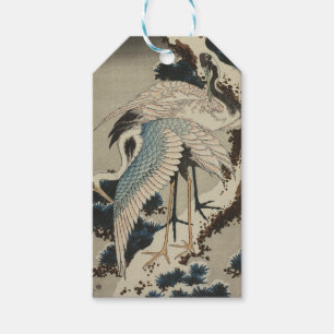 Cranes on a Snow Covered Pine Hokusai Gift Tags