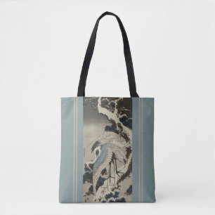 Cranes on Snow Covered Pines Tote Bag