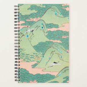 Cranes over Mountains Vintage Japanese Pattern Planner