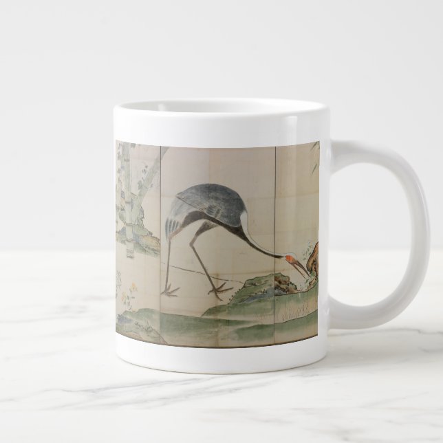 Cranes, Pines, and Bamboo Large Coffee Mug (Right)