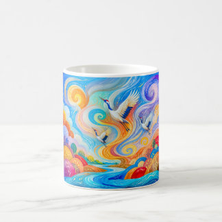 Cranes rising in wind and thermal lift coffee mug