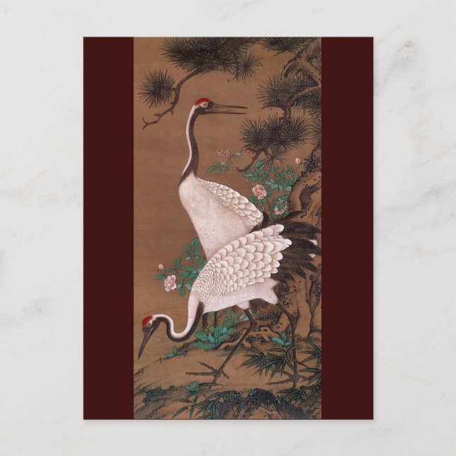 Cranes, Watanabe Shuseki Japanese Fine Art Postcard (Front)