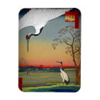 Cranes with Blue Water and Cherry Tree
