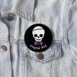 Cranio Kid Boy Skull with Purple Bowtie 7.5 Cm Round Badge<br><div class="desc">Your kid has been through a lot,  celebrate their triumphs and bring a little awareness to Craniosynostosis and their operation with this cute button featuring a skull with a purple bowtie,  the colour of cranio awareness. Customise the text for a totally personal message!</div>
