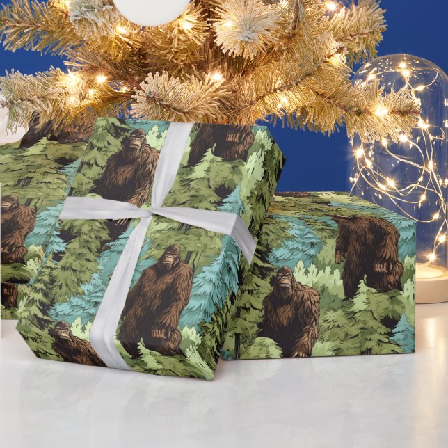 Cranky Bigfoot Deep in The Woods Wrapping Paper (Holidays)