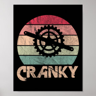 Cranky Bike Biking Cycling Bicycle Tire Retro  Poster