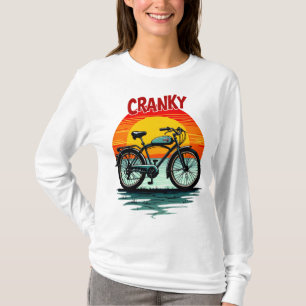 Cranky Biker Tee: Vintage Sunset and ageless Bike T-Shirt