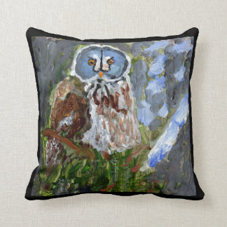 Cranky blue-faced owl pillow