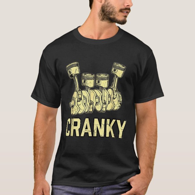 Cranky Car Engine Crankshaft Fathers Day Dad Men H T-Shirt (Front)