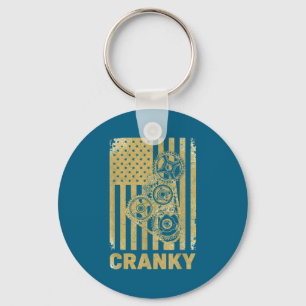 Cranky Car Engine Crankshaft Lover Mechanics Fathe Key Ring
