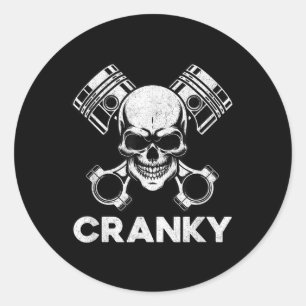 Cranky Car V8 Engine Crankshaft Cars Lover, Mechan Classic Round Sticker