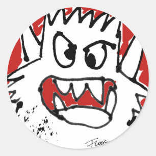 Cranky Cartoon Monster Sticker