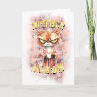 Cranky Cat With Coffee Thank You Card