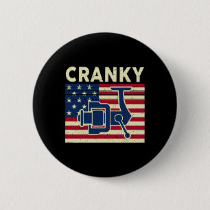 Cranky Fishing-shirt 4th Of July Usa Flag Funny B 6 Cm Round Badge