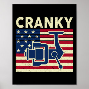 Cranky Fishing-shirt 4th Of July Usa Flag Funny B  Poster