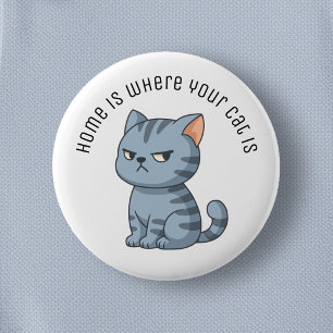 Cranky Grey Tabby Cat Custom Text 6 Cm Round Badge