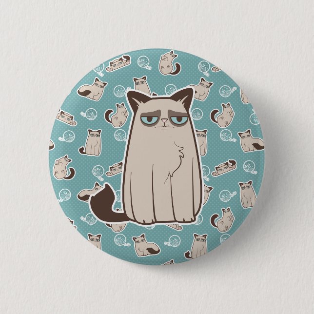 Cranky Kitty Cat Standing 6 Cm Round Badge (Front)