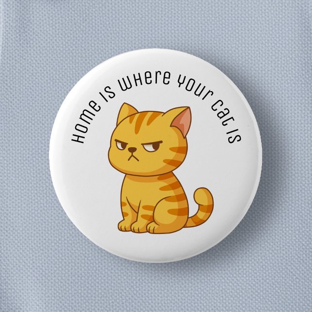 Cranky Orange Tabby Cat Custom Text 6 Cm Round Badge (Creator Uploaded)