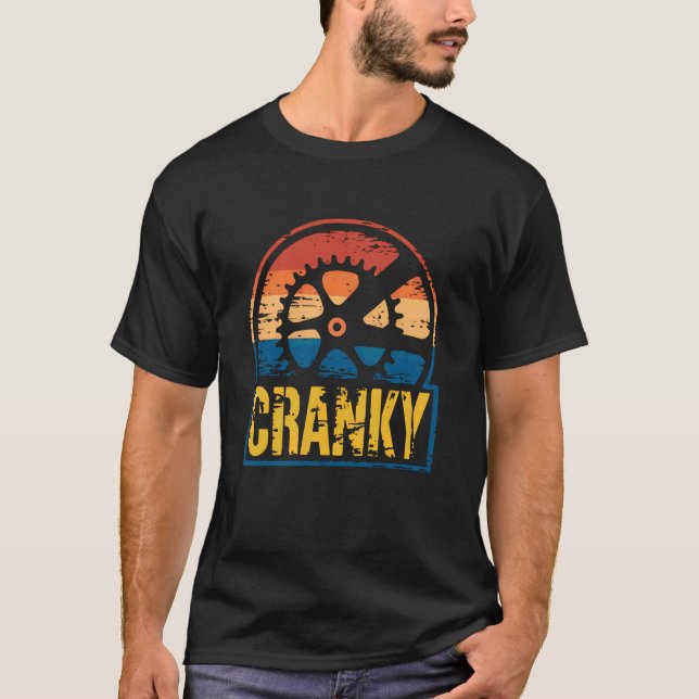 Cranky Retro Cycling Gear Funny Bike Design T-Shirt (Front)