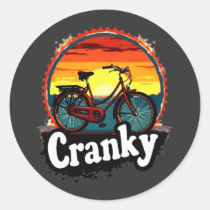Cranky Sunset Bicycle Tee – Energise Your Ride  Classic Round Sticker