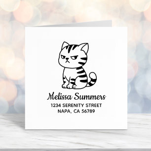 Cranky Tabby Cat Address Self-inking Stamp