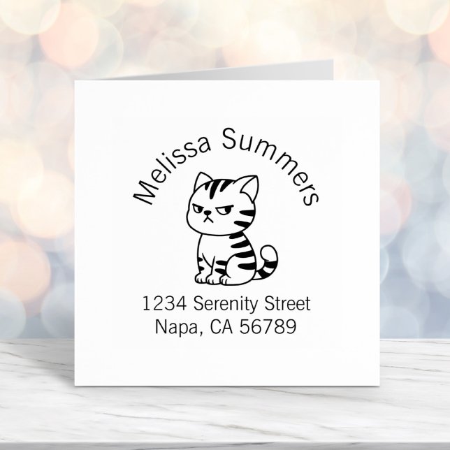 Cranky Tabby Cat Arch Address Self-inking Stamp (Creator Uploaded)