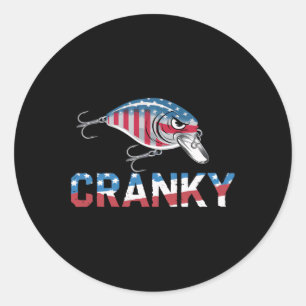 Cranky Usa Crankit Fishing Fathers Day  Classic Round Sticker
