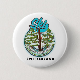 Crans-Montana Switzerland ski 6 Cm Round Badge
