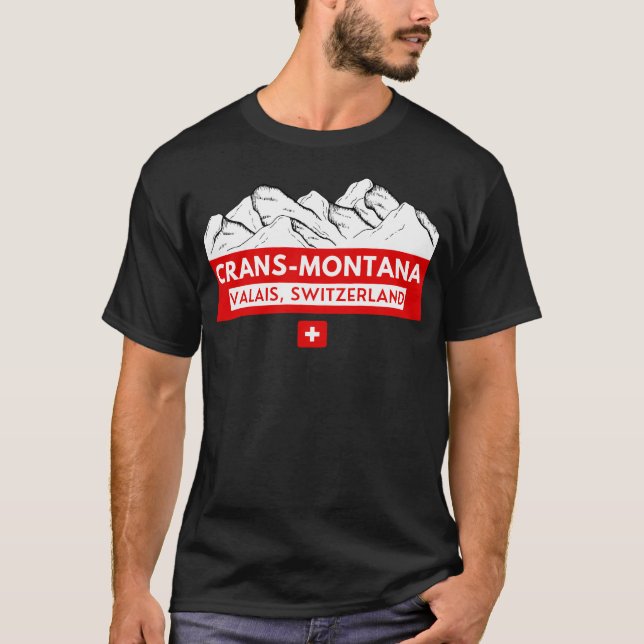 Crans Montana Valais Switzerland Ski Snowboard T-Shirt (Front)