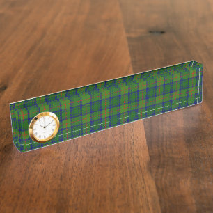 Cranstoun tartan green blue plaid nameplate