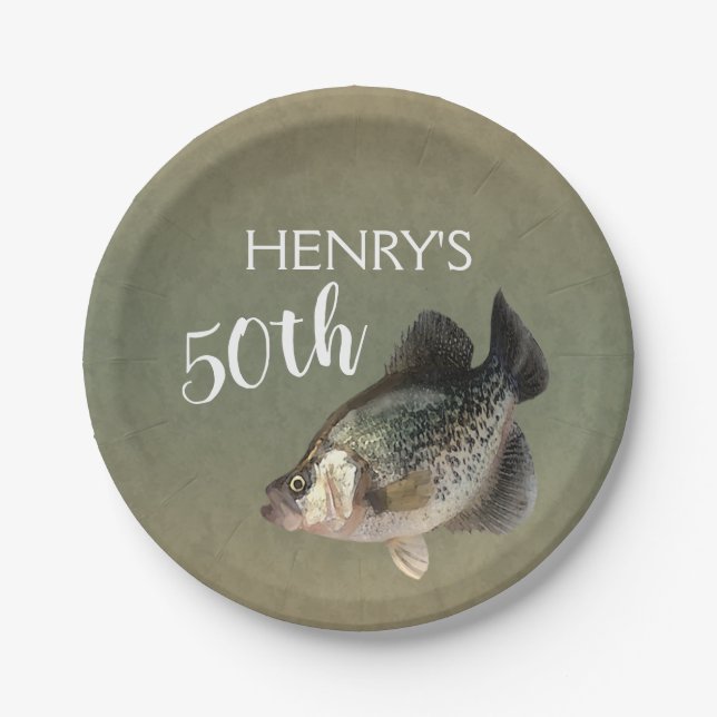 Crappie Fish 50th Birthday Paper Plate (Front)
