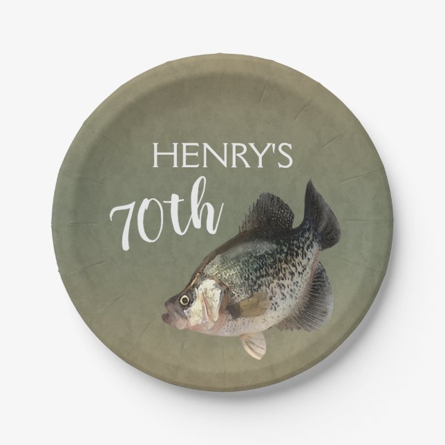 Crappie Fish 70th Birthday Paper Plate (Front)