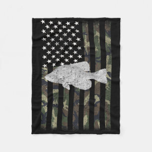 Crappie Fishing Camo Flag (on Back) Fleece Blanket