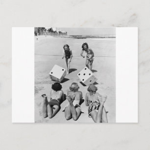 Craps in the Sand, 1940s Postcard