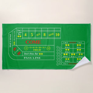 Craps Table Full Game Design Layout Beach Towel