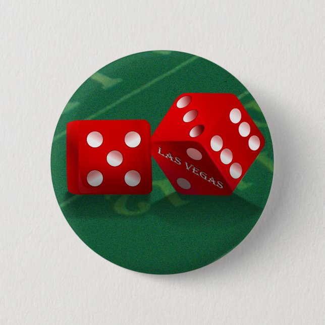 Craps Table With Las Vegas Dice 6 Cm Round Badge (Front)