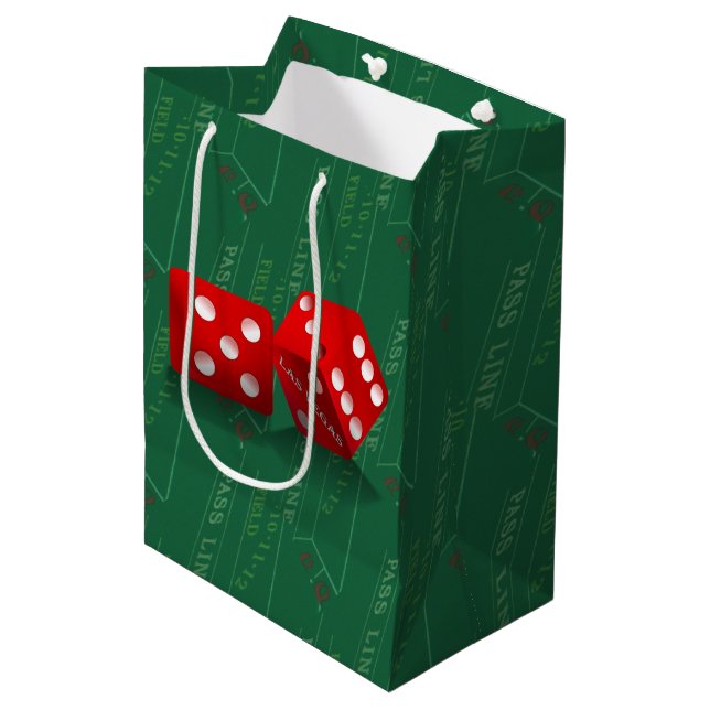 Craps Table With Las Vegas Dice Medium Gift Bag (Front Angled)