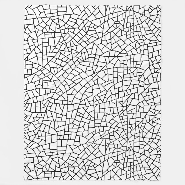 Craquelure Pattern - Black on White Fleece Blanket (Front)
