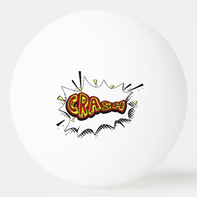 Crash Action Bubble Red and Yellow Typography Ping Pong Ball (Front)