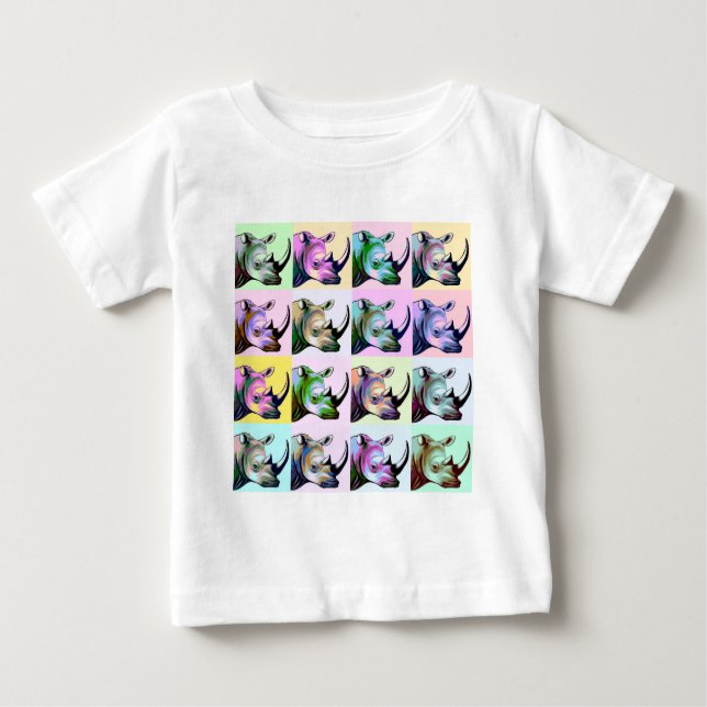 Crash of Rhinos Pop Art Baby T-Shirt (Front)