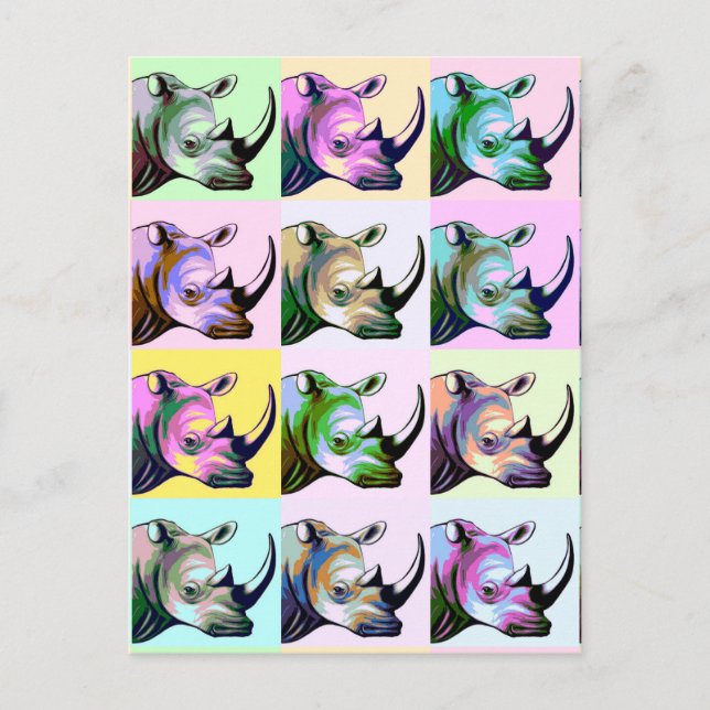 Crash of Rhinos Pop Art Postcard (Front)