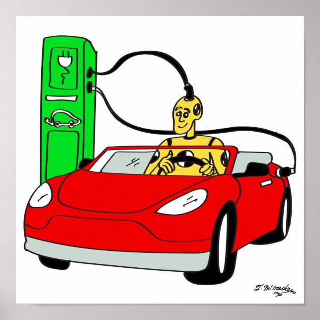 Crash Test Dummy & Car Recharging Poster (Front)
