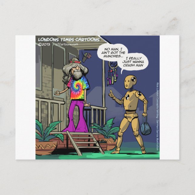 Crash Test Hippie Funny Postcard (Front)