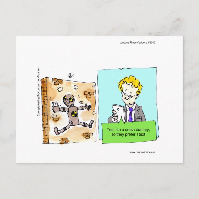 Crash Text Dummy Funny Postcard (Front)