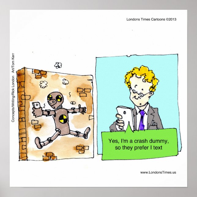 Crash Text Dummy Funny Poster (Front)